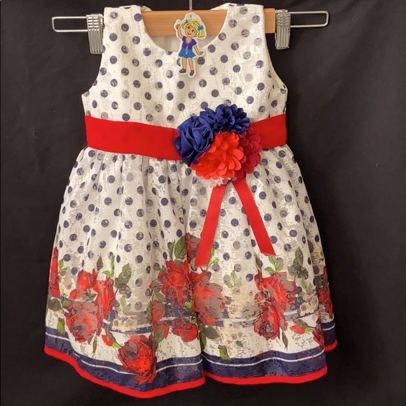 Archana Girls 18 Months White Floral Polka Dot Layered Dress NWT - Picture 7 of 8
